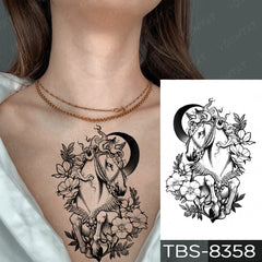 Realistic TemporaryTattoos, Waterproof Temporary Tattoo Sticker, Dark Fox Unicorn Flowers  Tattoos Gothic y2k Tattoo Arm Fake Tattoo Men Women