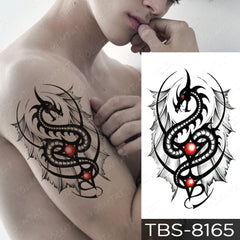 Realistic TemporaryTattoos, Waterproof Temporary Tattoo Sticker, Dragon Wing Cross  Tatto Wolf Scorpion Totem Tattoo Arm Water Transfer Fake Tattoo Men