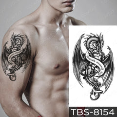 Realistic TemporaryTattoos, Waterproof Temporary Tattoo Sticker, Dragon Wing Totem  Tatto Scorpion Wolf Maori Tattoo Arm Water Transfer Fake Tattoo Men