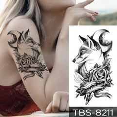 Realistic TemporaryTattoos, Waterproof Temporary Tattoo Sticker, Fox Rose Diamond Wolf  Tattoos Moon Bird Tattoo Arm , Fake Tattoo for Women Men