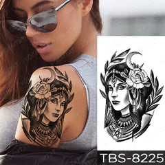 Realistic TemporaryTattoos, Waterproof Temporary Tattoo Sticker, Gypsy Girl Moon Rose  Tattoos Old School Tattoo Arm Water Transfer , Fake Tattoo for Women