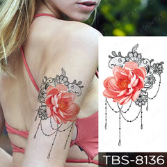 Realistic TemporaryTattoos, Waterproof Temporary Tattoo Sticker, Lotus Dream Catcher  Tattoos Rose flowers Tattoo Arm Water Transfer , Fake Tattoo for Women