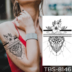 Realistic TemporaryTattoos, Waterproof Temporary Tattoo Sticker, Mandala Henna  Tattoos Rose Flower Tattoo Arm Water Transfer , Fake Tattoo for Women Men