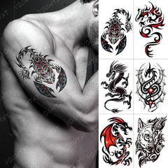 Realistic TemporaryTattoos, Waterproof Temporary Tattoo Sticker, Scorpion Red Wing Dragon  Tattoos Wolf Tattoo Arm Owl Maori Totem Fake Tattoo Men