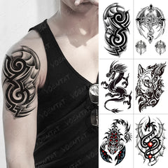 Realistic TemporaryTattoos, Waterproof Temporary Tattoo Sticker, Scorpion Totem  Tatto Wings Dragon Maori Tattoo Arm Water Transfer Fake Tattoo Men