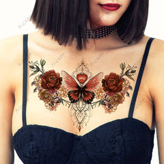 Sexy Butterfly Flower Fake Tattoo for Girl Women