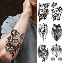 Realistic TemporaryTattoos, Waterproof Temporary Tattoo Sticker, Wolf Yin Yang Dragon  Tattoos Scorpion Dragon Tattoo Arm Maori Totem Fake Tattoo Men