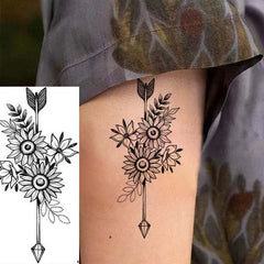 Small Arrow with Flower Temporary Tattoo