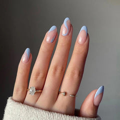 baby blue almond press on nails