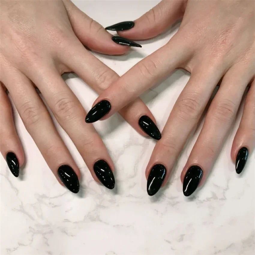 black almond press on nails