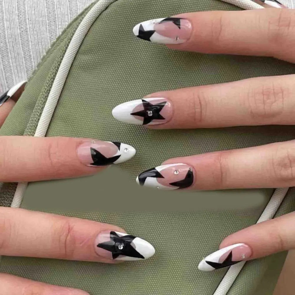 black and white press on nails