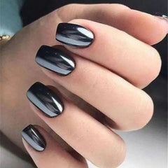 black chrome press on nails