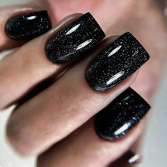 black glitter press on nails