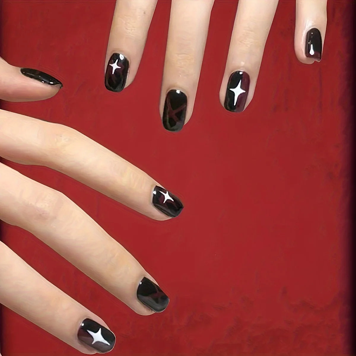 black press on nails short