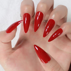 bright red press on nails