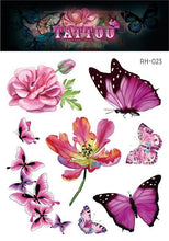 Load image into Gallery viewer, Purple Butterfly Flower Temporary Tattoos

