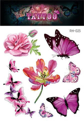 Purple Butterfly Flower Temporary Tattoos