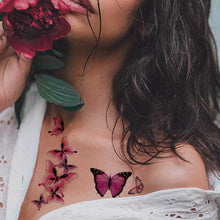 Load image into Gallery viewer, Purple Butterfly Flower Temporary Tattoos
