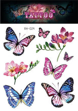 Load image into Gallery viewer, Flowers and Butterfly Temporary Tattoos
