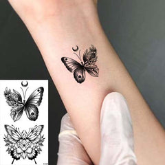 Small Butterfly Flower Temporary Tattoo