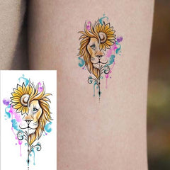 Small Cartoon Lion Temporary Tattoo