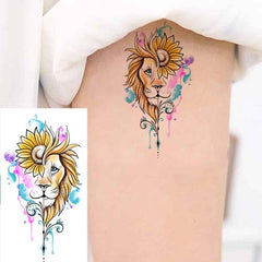 Small Cartoon Lion Temporary Tattoo