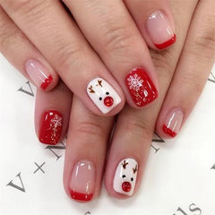 christmas press on nails short