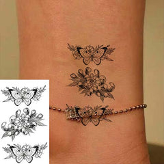 small chrysanthemum and butterfly Temporary tattoo