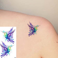 small colorful hummingbird temporary tattoo