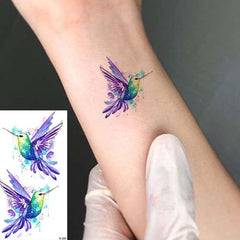 small colorful hummingbird temporary tattoo