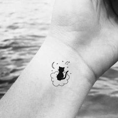 Cute Black Cat Temporary Tattoo