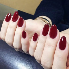 deep red press on nails