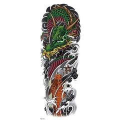 Dragon and Koi Fish Temporary Sleeve Tattoos