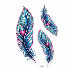 Heart Feather Temporary Tattoo