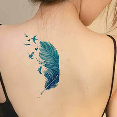 Feather Temporary Tattoo with Birds