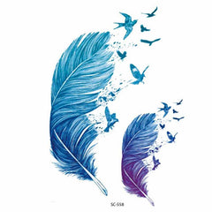 Feather Temporary Tattoo with Birds