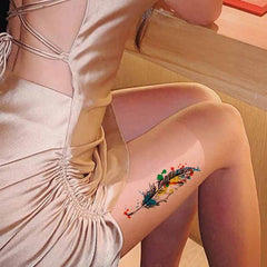 Colorful Feather Temporary Tattoo