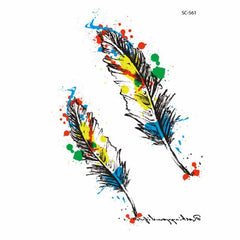 Colorful Feather Temporary Tattoo