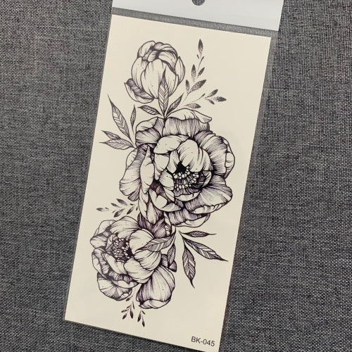 Black and White Flower Temporary Tattoos on Side Sternum