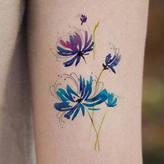 Blue Spider Lily Flower Tattoo