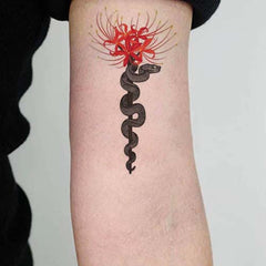 Red Spider Lily Flower and Snake Tattoo