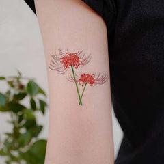 Small Pink Red Spider Lily Tattoo