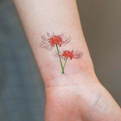 Small Pink Red Spider Lily Tattoo