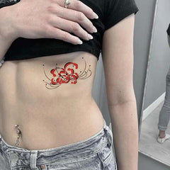 Small Red Spider Lily Flower Tattoo