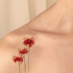 Small Red Spider Lily Tattoo