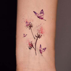 Spider Lily with Purple Butterfly Tattoo