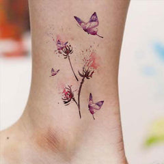 Spider Lily with Purple Butterfly Tattoo