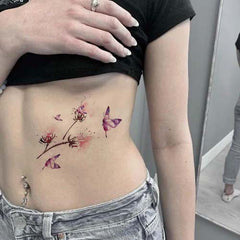 Spider Lily with Purple Butterfly Tattoo