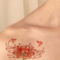 Watercolor Spider Lily Flower Tattoo