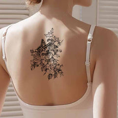 Flower and Butterfly Temporary Tattoo